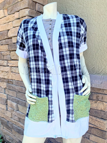 Ladies' Large Checked Cardigan