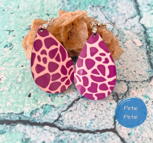 Purple Giraffe Print Earrings
